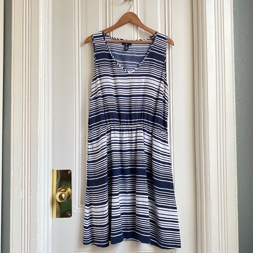 GAP Navy and White Striped Sleeveless Nautical Summer Dress